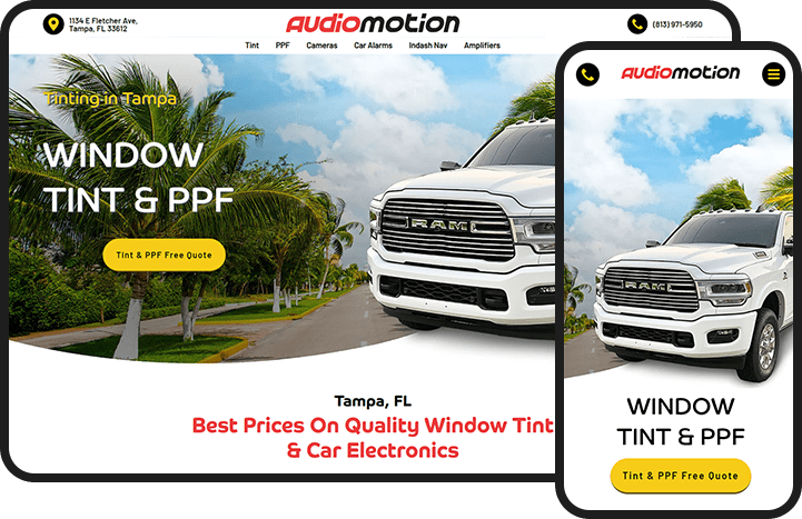 Audio Motion Windows Tint Website Design Audio Motion Windows Tint Website Design