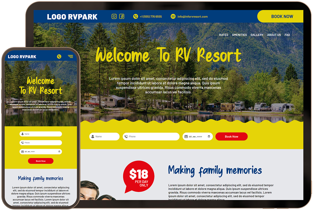 RV Resort Website Sample Five RV Resort Website Sample Five